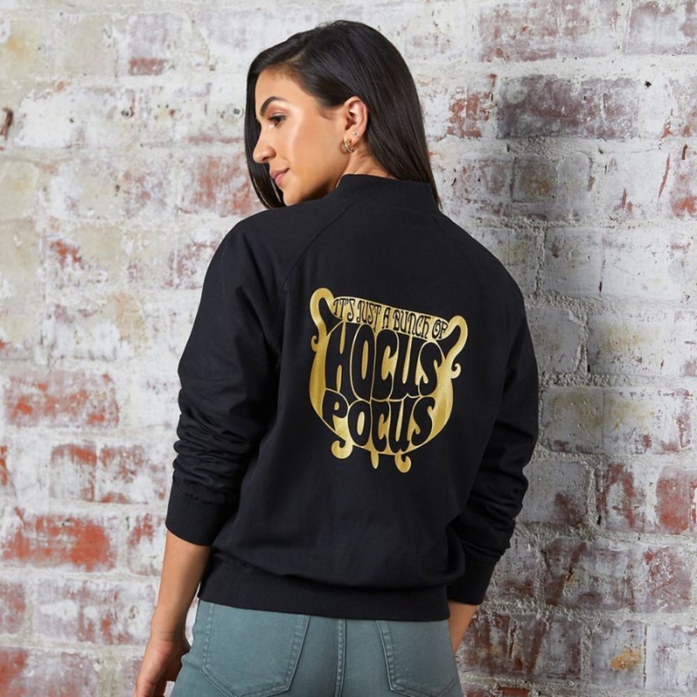 Disney Black Bomber Jacket with Gold Hocus Pocus Graphic